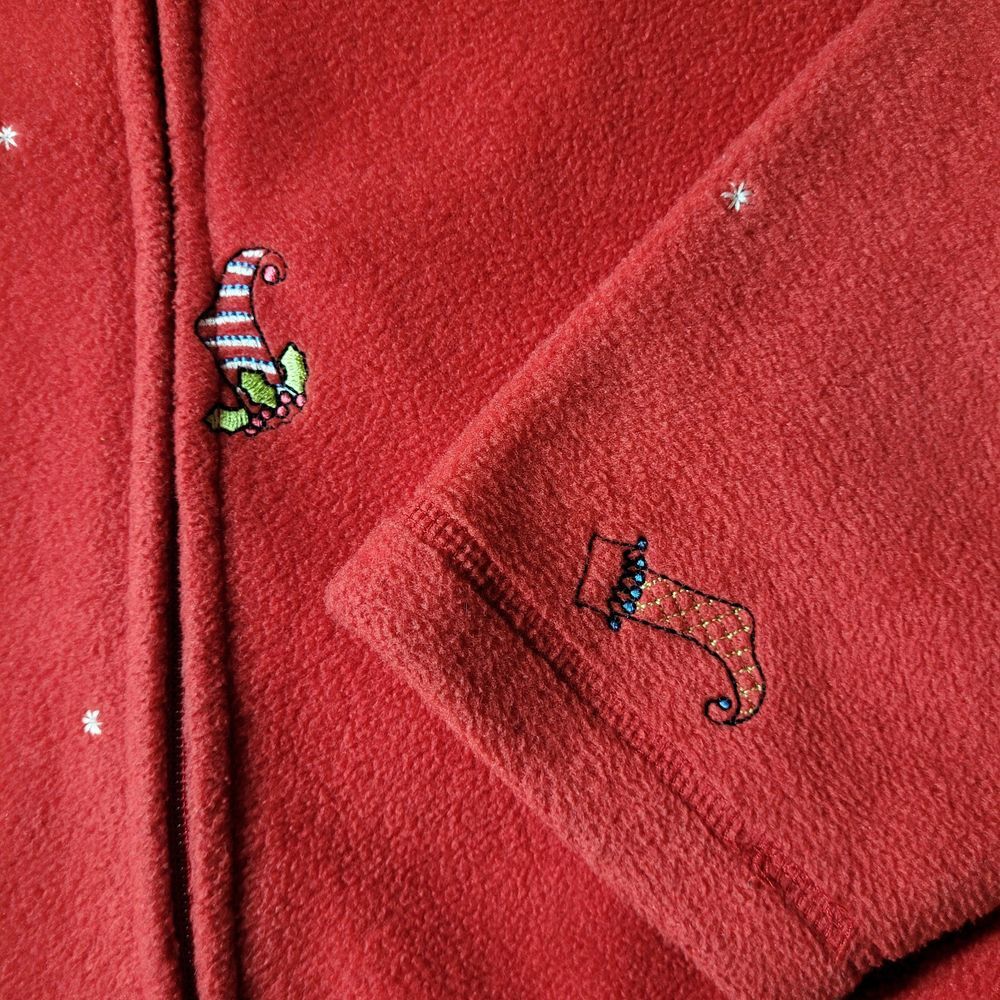 C&B Sport by Croft and Barrow Embroidered Stockings Fleece Zip Sweater 2X - Picture 4 of 8